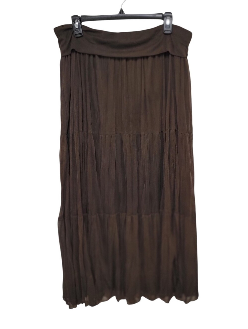 Vintage AGB women's pleated maxi Skirt Boho dark whimsical Size L Tiered